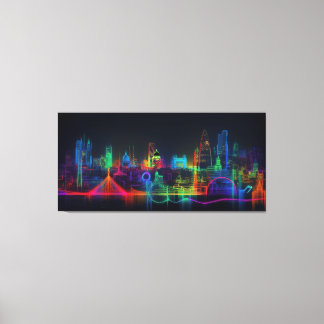 Neon City skyline Canvas Print
