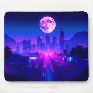 Neon City Synthwave Sunset XL Gaming Desk Mat Mouse Mat
