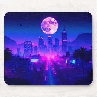 Neon City Synthwave Sunset XL Gaming Desk Mat Mouse Mat