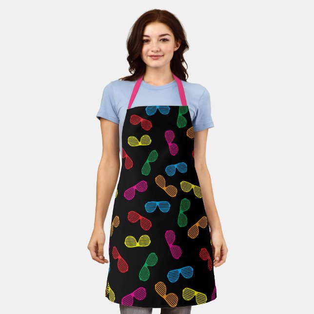 Neon Classic Sunglasses Pattern Apron (Worn)