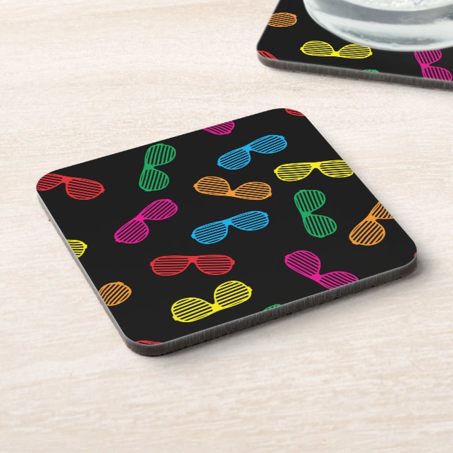 Neon Classic Sunglasses Pattern Coaster (Left Side)