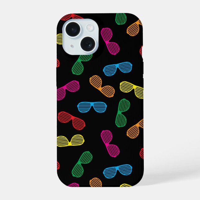 Neon Classic Sunglasses Pattern iPhone 15 Case (Back)