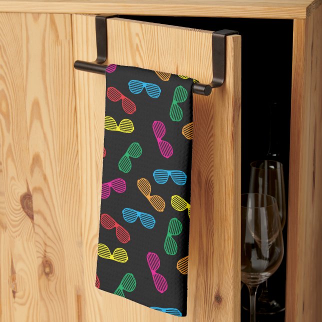 Neon Classic Sunglasses Pattern Tea Towel (Thirds Fold)