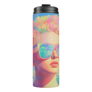 Neon Coastal Beauty with Sunglasses Thermal Tumbler