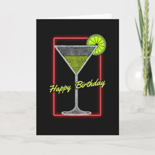 Neon Cocktail Birthday Card