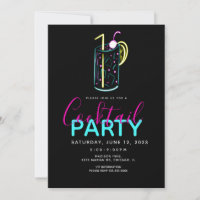 Neon Cocktail Mojito Art Party Invitation