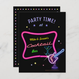 Neon Cocktail Party (customisable) Invitation