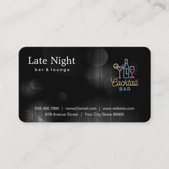 Neon Cocktails Logo Business Card (Front)