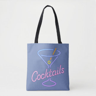 Neon Cocktails Sign Tote Bag
