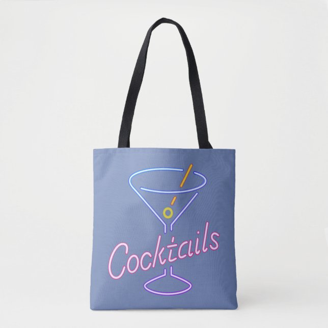 Neon Cocktails Sign Tote Bag (Front)