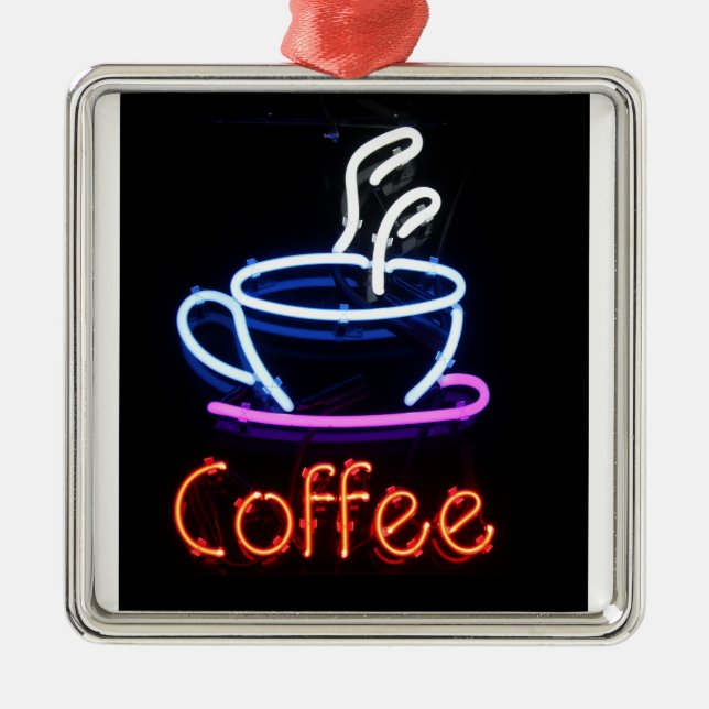 Neon Coffee Sign on Black Metal Tree Decoration (Front)