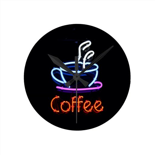 Image of Neon Coffee Sign Round Clock
