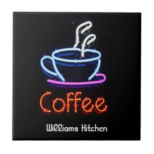 Neon Coffee Sign Tile
