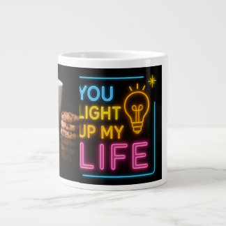 Neon Coffee Vibes | Glowing Typography Black Mug