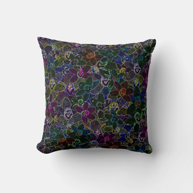 Neon Colored Orchids, Cushion (Front)