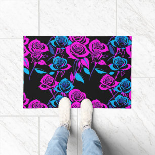 Neon Colored Roses Doormat