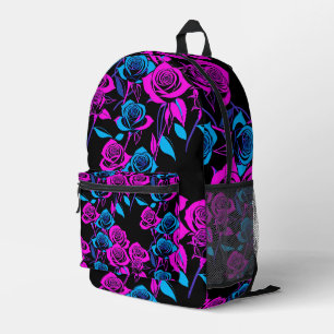 Neon Colored Roses Printed Backpack