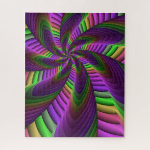 Neon Colors Flash Crazy Colorful Fractal Pattern Jigsaw Puzzle