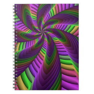 Neon Colors Flash Crazy Colorful Fractal Pattern Notebook