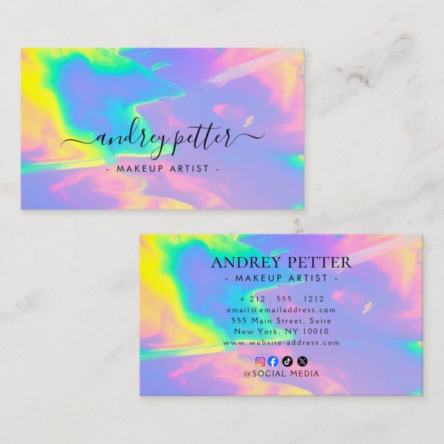 neon colors gemstone opal business card (Front/Back)