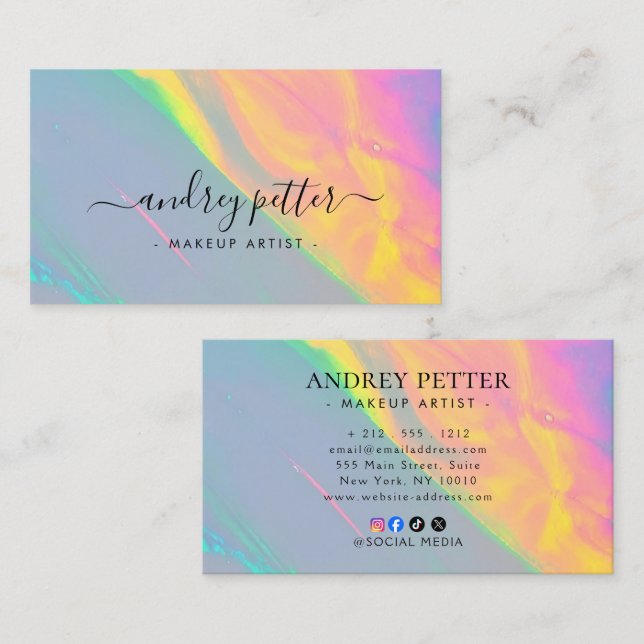 neon colors gemstone opal business card (Front/Back)