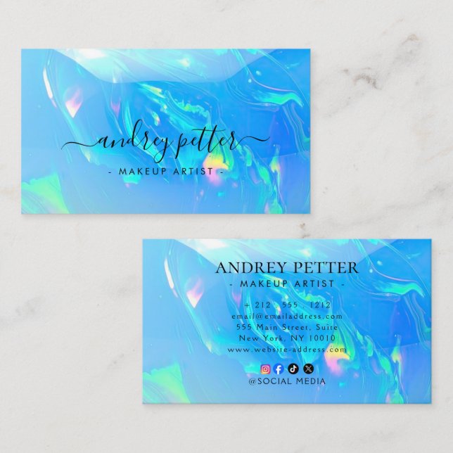 neon colors gemstone opal business card (Front/Back)