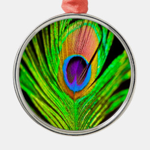 Neon Colors Peacock Feather Metal Tree Decoration