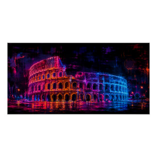 Neon Colosseum Poster