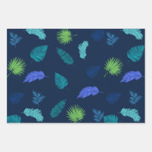 Neon Colour Assorted Autumn Leaves Pattern Wrapping Paper Sheet