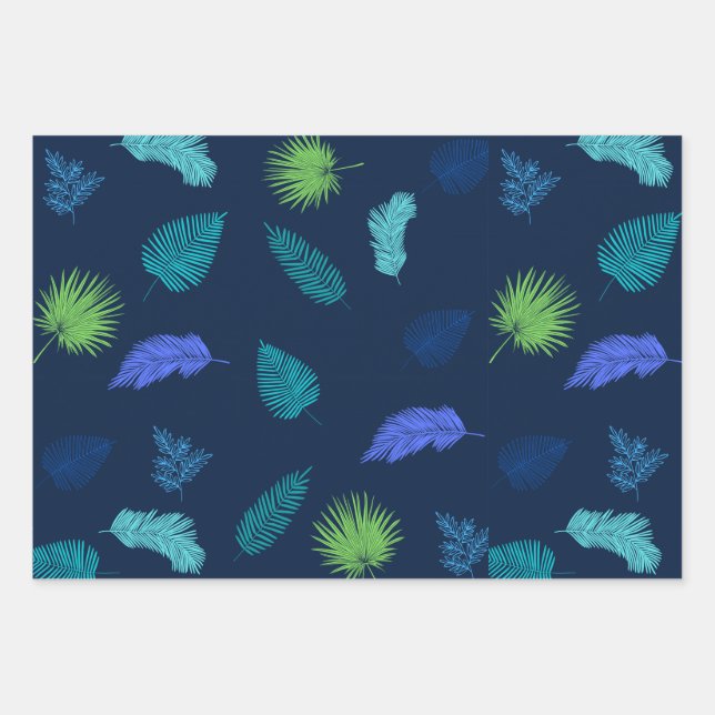 Neon Colour Assorted Autumn Leaves Pattern  Wrapping Paper Sheet (Front)