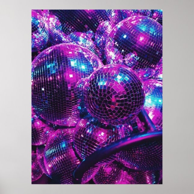 Neon Colour Disco Ball Poster (Front)