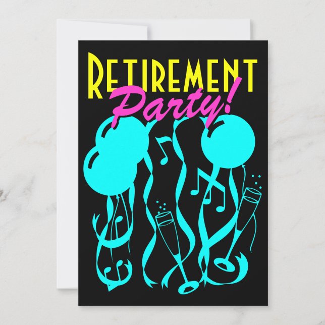 Neon colour retirement party invitations template (Front)