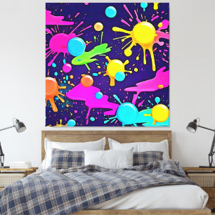 Neon Colour Splash Art Canvas Print