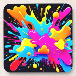 Neon Colour Splash Art Coaster