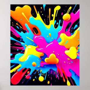 Neon Colour Splash Art Poster
