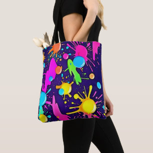 Neon Colour Splash Art Tote Bag