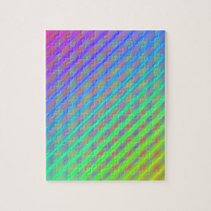 Neon Colour Striped Pattern Jigsaw Puzzle