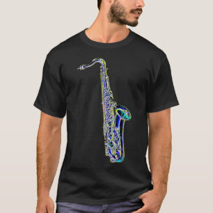 Neon Colour Tenor Saxophone Dark T-Shirt