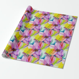 Neon Coloured Lily Flower Wrapping Paper