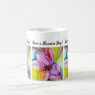 Neon Coloured Lily Watercolor Flower Coffee Mug