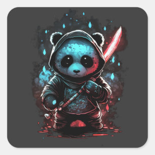 Neon coloured ninja panda square sticker