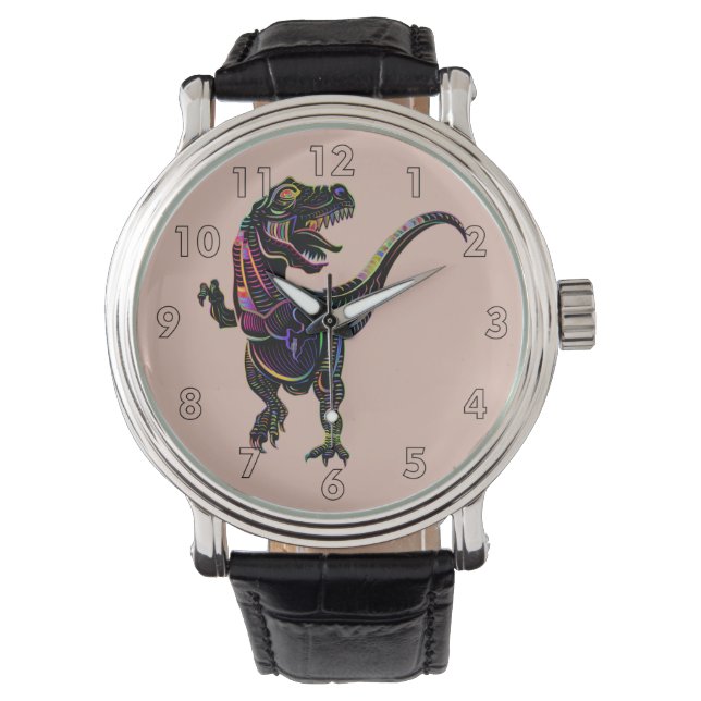 Neon Coloured Tyrannosaurus Rex Dinosaur Watch (Front)