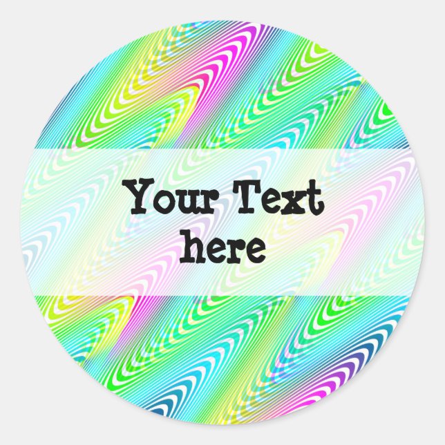 Neon Coloured Waves Stripes seamless pattern Classic Round Sticker (Front)