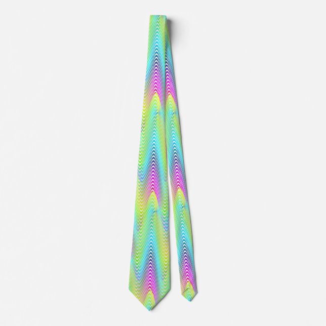 Neon Coloured Waves Stripes seamless pattern Tie (Front)