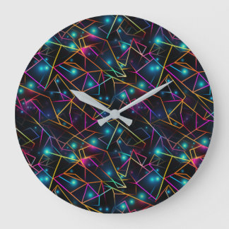 neon colourful abstract lines large clock