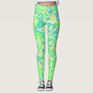 Neon Colourful Acid Trip Groovy Abstract Marble Ar Leggings