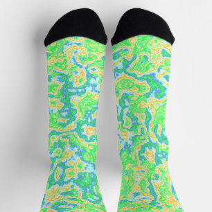 Neon Colourful Acid Trip Groovy Abstract Marble Ar Socks