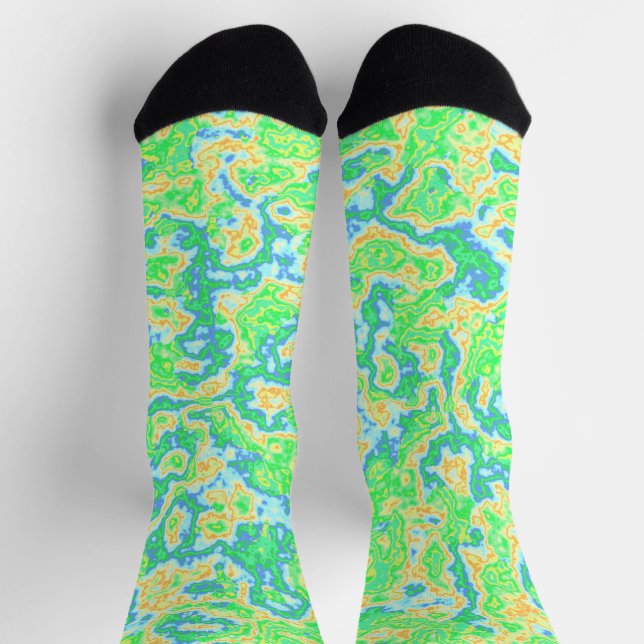 Neon Colourful Acid Trip Groovy Abstract Marble Ar Socks (Top)