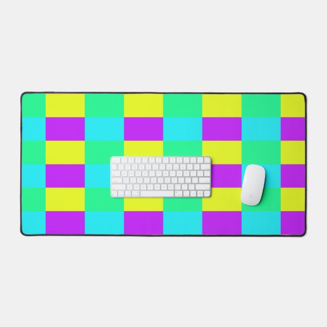 Neon colourful blocks pattern desk mat (Keyboard & Mouse)