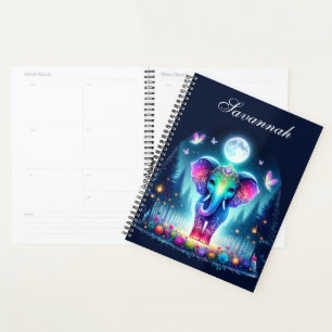 Neon Colourful Holographic Decorated Elephant Planner